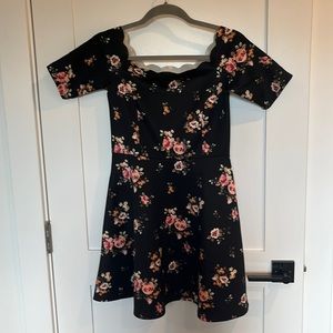 Black floral print dress